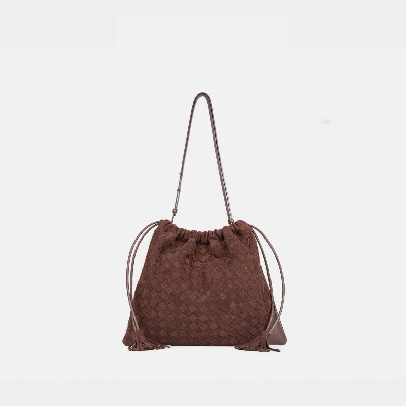 """Gewebte Mülltasche" Hochglanz Matt Rindsleder Handgestrickte Schulter-/Crossbody-Tasche"""