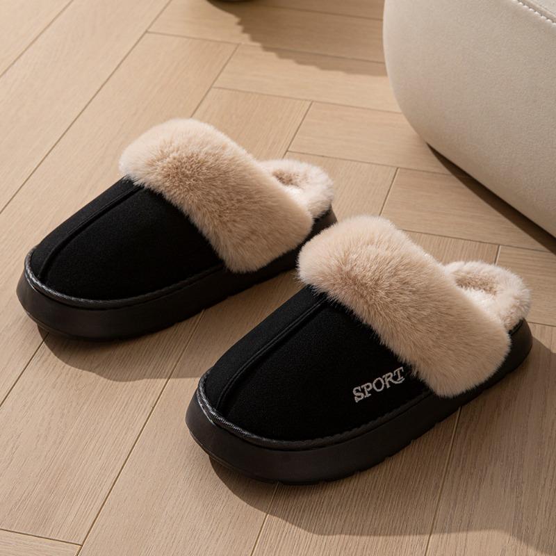 New slippers piled and thickened home warm thick-soled cotton shoes women's non-slip indoor winter plush cotton slippers