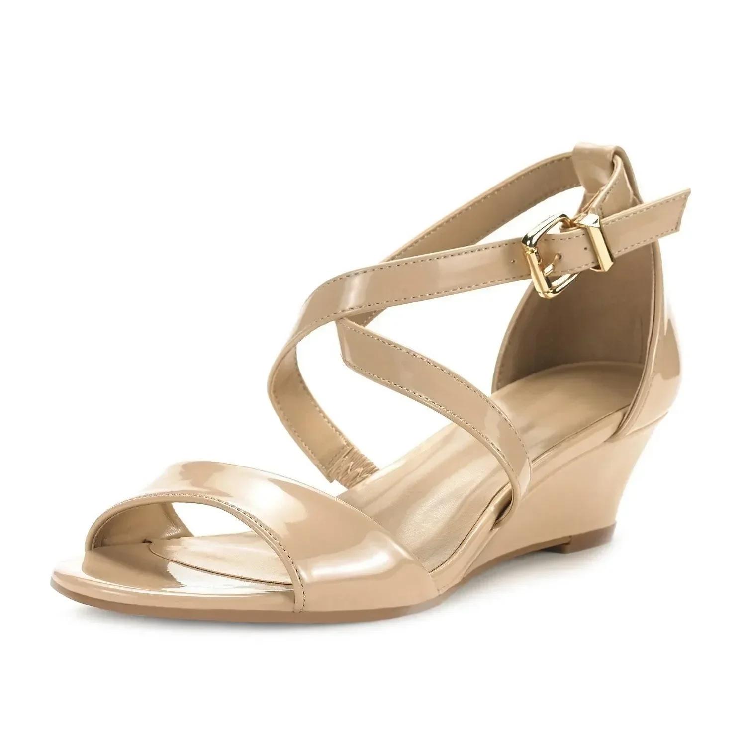 

Женские босоножки на низкой танкетке, летние повседневные туфли с открытым носком, на толстой платформе, с ремешком на щиколотке, на высоком каблуке, женские удобные туфли для вечеринки и платья, свадебные туфли 35