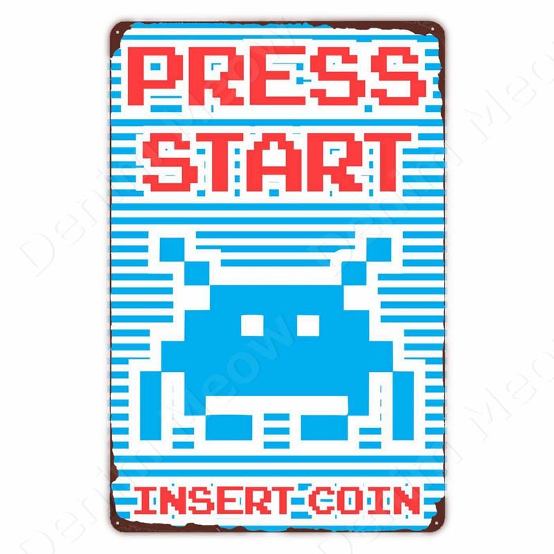 Klassieke Pixel Games Vintage Retro Metalen Tinnen Bord Oud Spellen Kunst Poster Ruimte Pixel Game Plaque voor Thuis Kamer Club Bar Muurdeco