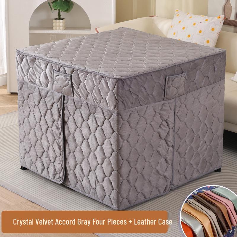 Plush Quilted Heated Fire Pit Table Cover: Winter-Ready Warm Blanket for Square Tables
