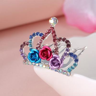 Rhinestone Rose Flower Hair Accesories Hair Comb For Girls Kids Gift Hair Jewelry Crown Hairpin