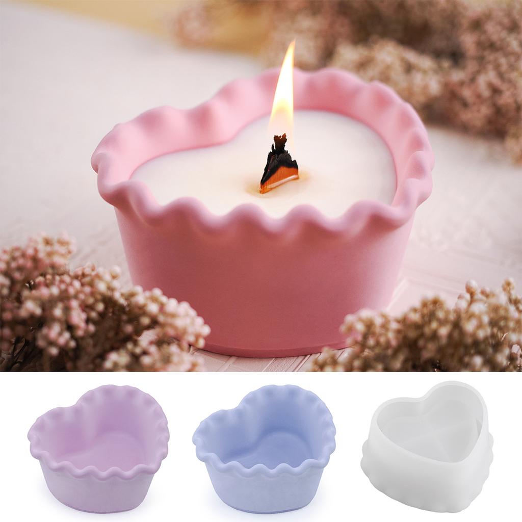 Heart Shape Candle Jar Silicone Mold DIY Cute Lace Succulent Flowerpot Creative Jewelry Storage Box Concrete Resin Plaster Mould
