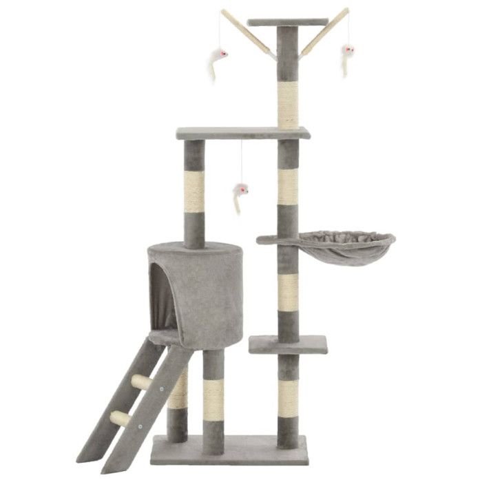 VidaXL Arbre à chat avec griffoirs en sisal 138 cm Gris 170578