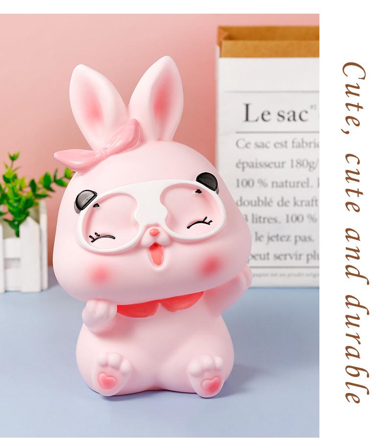2024 Large Capacity Cute Rabbit Piggy Bank - Durable Vinyl Cartoon Savings Bank with Easy Access