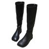 South Korea Dongdaemun autumn and winter new square head retro flat bottom elastic high boots British style female tide