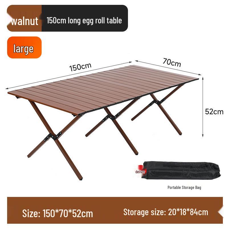 Folding Metal Carbon Steel Roll-up Camping Table and Chair Set