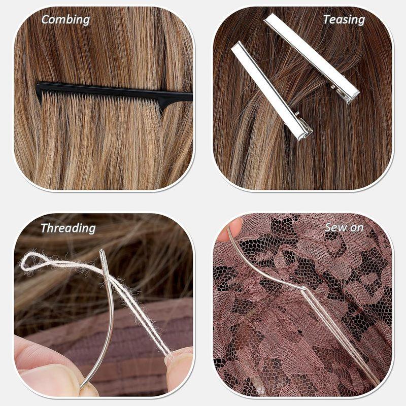 Hair Extension Tools Kit, 500 Silicone Lined Micro Rings, 1 Plier, 2 Hook Needle Pulling Loop,Hair Needle,5 Metal Hair Clips