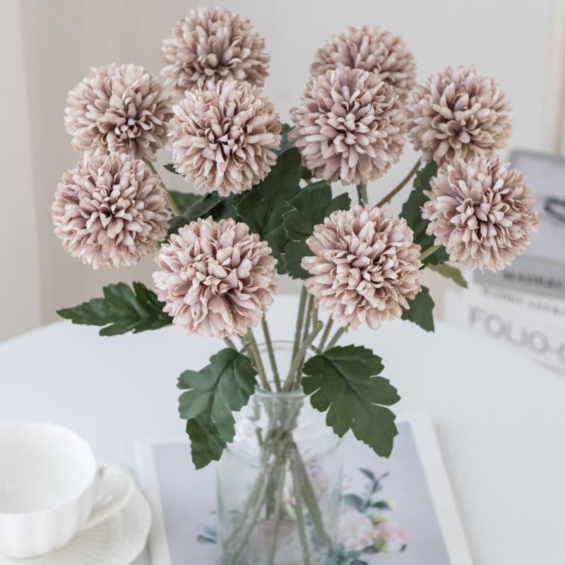 Artificial Flowers Silk Ball Chrysanthemum Wedding Bridal Bouquet Table Windowsill Festival Room Decor Diy Gift Po Props