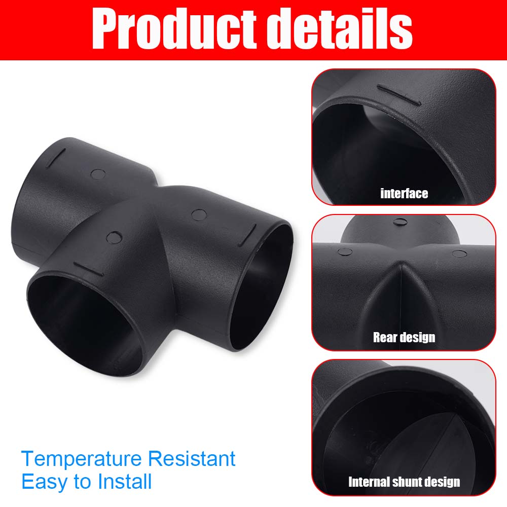 75mm Air Vent Ducting Y T Elbow Pipe Outlet Exhaust Joiner Connector Diesel Heater Air Duct Connector Heater Vent Splitter