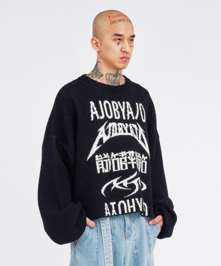 AJOBYAJO [Pba] Total Logo Cropped Sweater [Black]