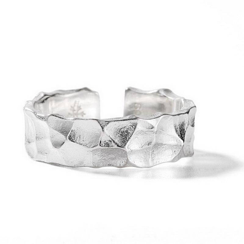 Retro Gothic Black Silver Color Irregular Metal Ring Men Vintage Y2k Aesthetics Geometry Open Rings For Women Punk Party Jewelry