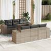 7 Piece Garden Sofa Set with Cushions Gray Poly Rattan