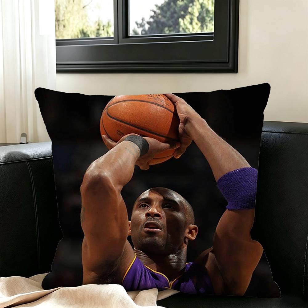 Basketball K-Kobe B-Bryant Square Double-Sided printed Pillow Case Bedroom Bedside Pillow Sofa Cushion Cover