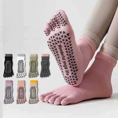 Calzini da Yoga Rosa, Calzini Sportivi Antiscivolo da Donna per l'Estate, Professionali per Palestra Pilates, a Cinque Dita, per Pavimento, a Mezza Gamba