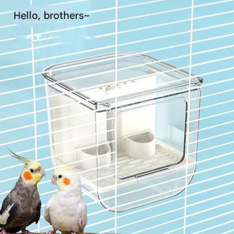 Automatic Feeding System Bird Feeder Hanging Design Prevents Food Spillage For Bird Cages Transparent ABS Durable