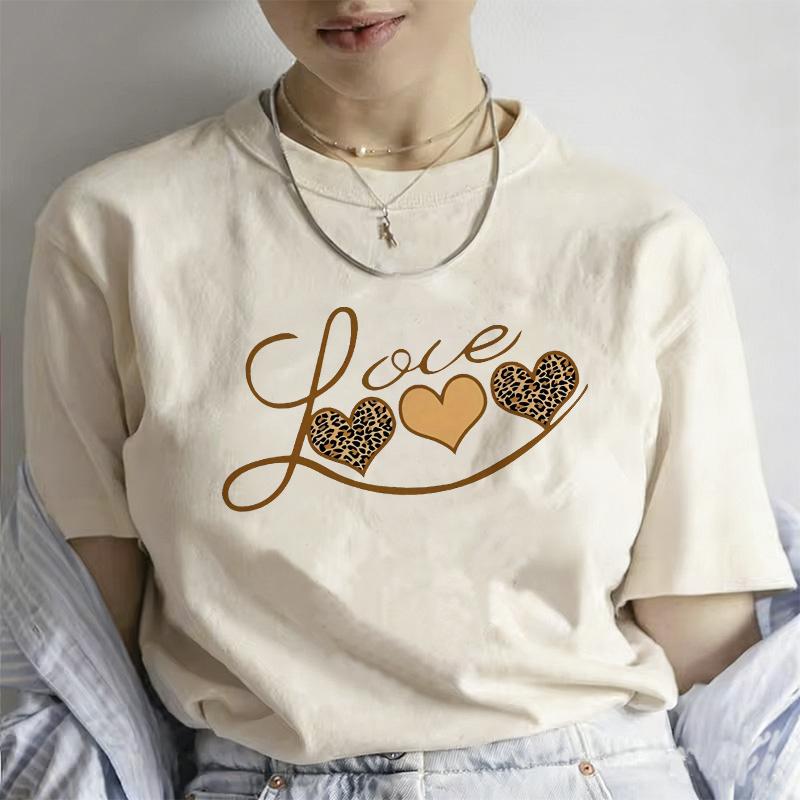 Women Summer Love Heart  Print T-shirt Girl Casual Short Sleeve O Neck Top for Summer Female Y2k 90s Clothing T Shirt