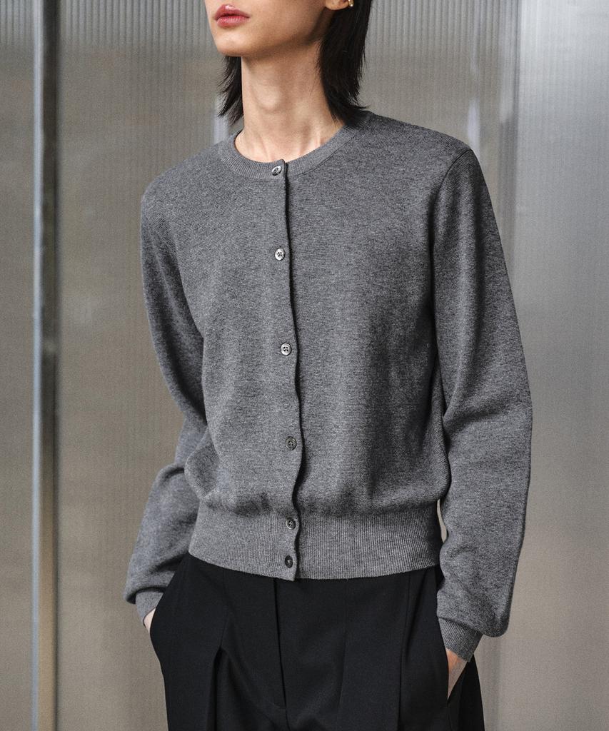 Lmood Women Iconic Ld Wool Cotton Round Cardigan Melange Gray