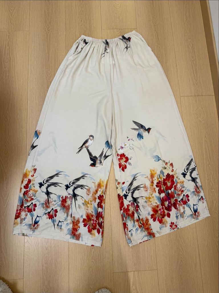 Summer thin positioning cinnabar cotton and silk pajama pants women's loose walking pants cotton and silk wide-leg pants can be worn outside