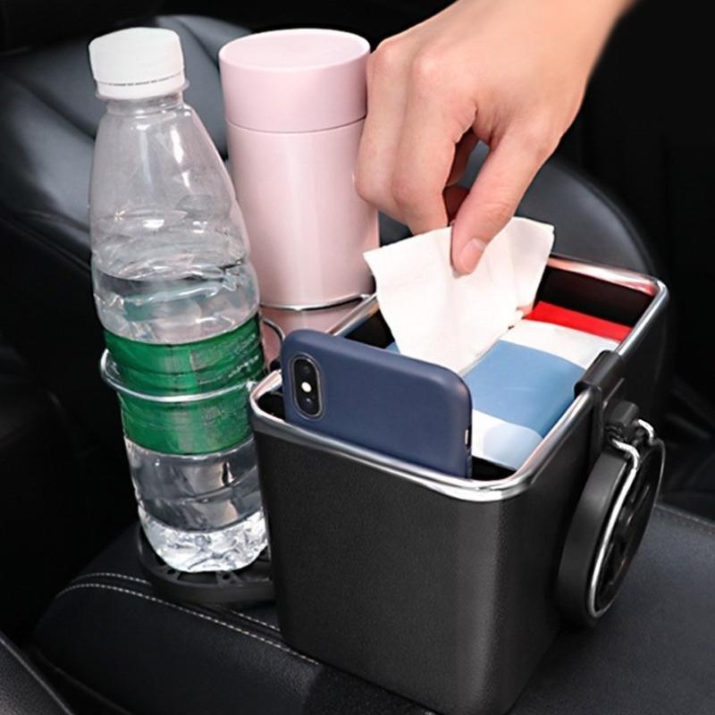 Multi-Functional Car Handrail Storage Box with Detachable Cup Holder And Tissue Paper Organizer - Car Console Storage Solution