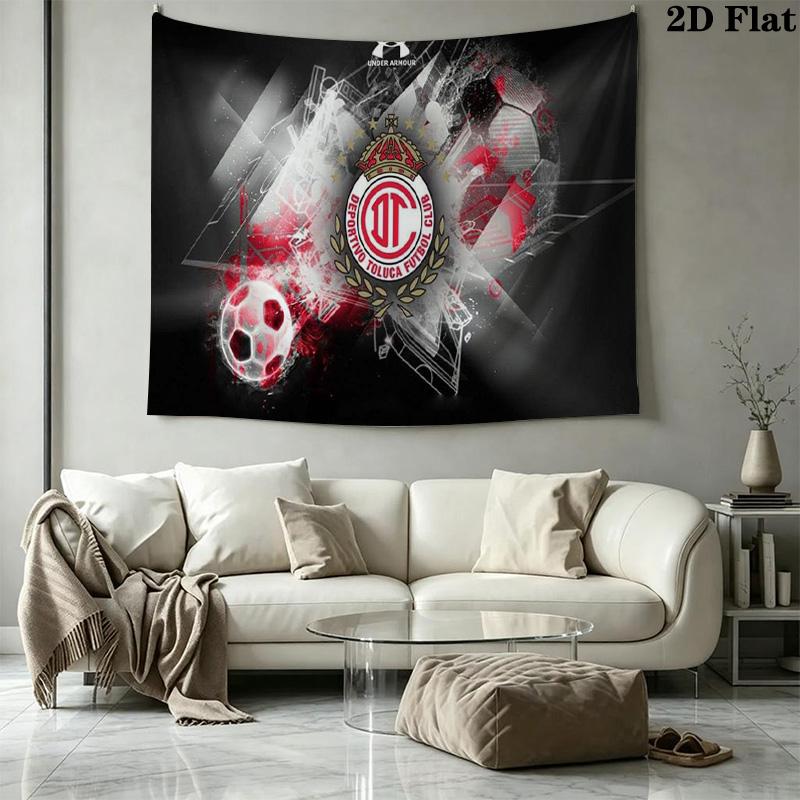 Deportivo Toluca FC Logo Wall Tapestry Aesthetic Wall Hanging Printed Fabric Blanket Decorative Tapestries for Bedroom Living Room Home Decor