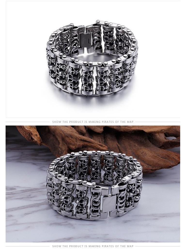 Men's Titanium Steel Skull Punk Bracelet Jewelry Accessory