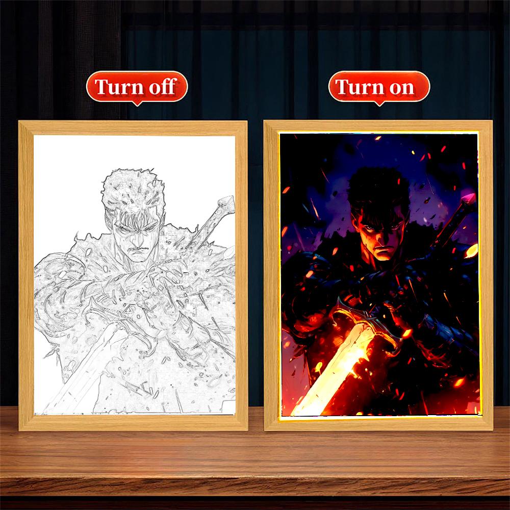 Anime Figure Light Painting Photo Frame Berserk Behelit Griffith Action Figures Led Lamps Room Decor Chirstmas Gifts moon Lamp
