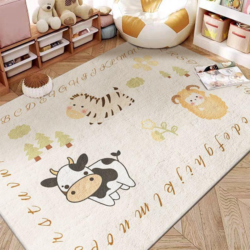 Cute Animal Pig Patterns Carpet Children's Bedroom Crawl Soft Mat Non Slip Sofa Floor Large Area Decor Rug Home Indoor Doormats