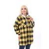Large Size Cotton Lycra Hooded Shirt With Elastic Sleeves Buttons And Pockets Loose Cut Long Plaid Lumberjack Shirt