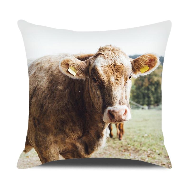 Animals Cushion Cover 18x18 Inches Throw Pillow Case Cow Sheep Donkey Pig Printed Pillow Cover Farmhouse Home Decor Cushion Case