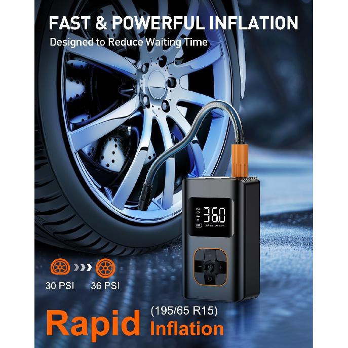 Tire Inflator Portable Air Compressor, 150PSI Air Pump for Car Tires with LED Light, Cordless Tire Pump with Digital Pressure Gauge, Tire Inflator