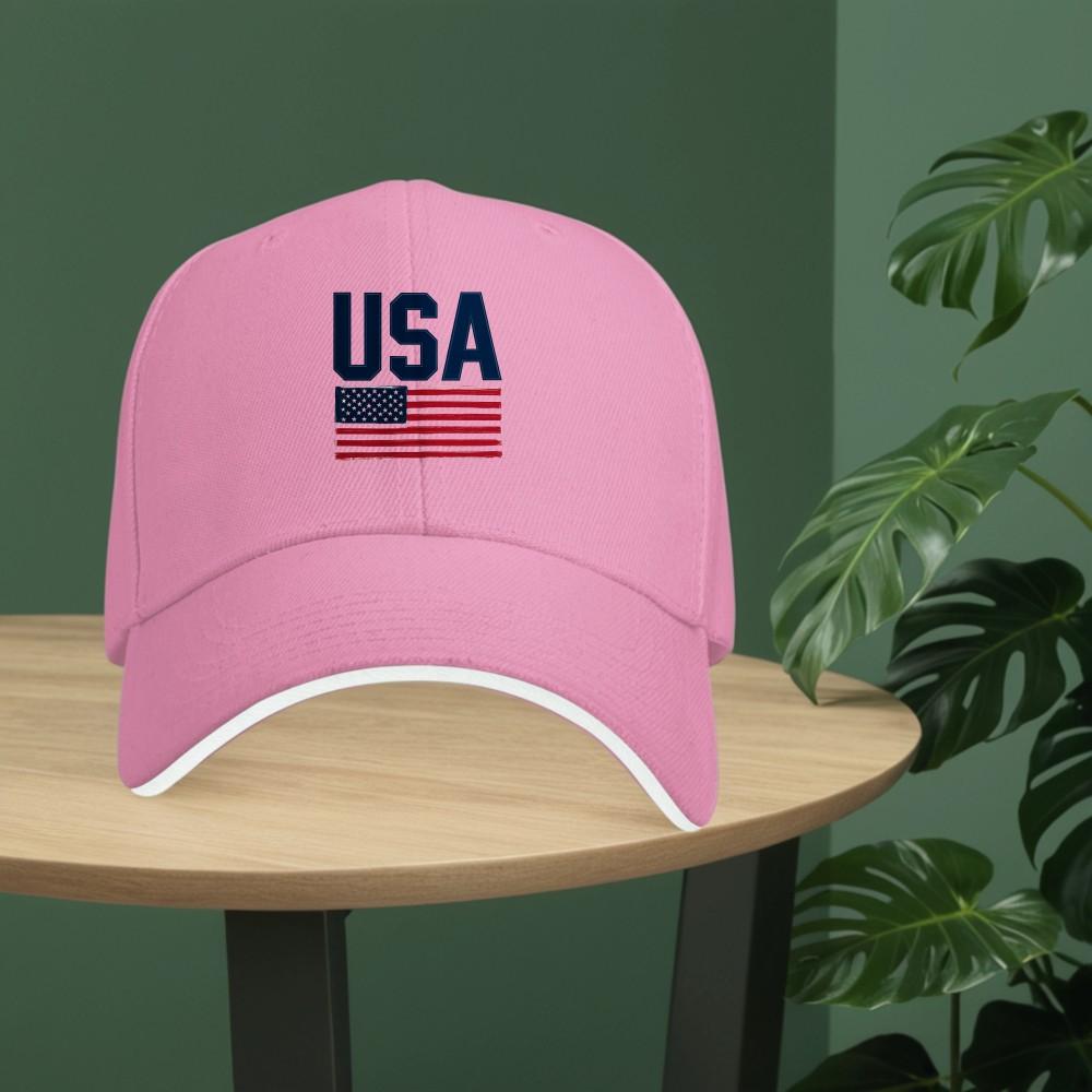 USA Flag Graphic Baseball Cap Polyester Breathable Adjustable Patriotic Casual Adult Hat