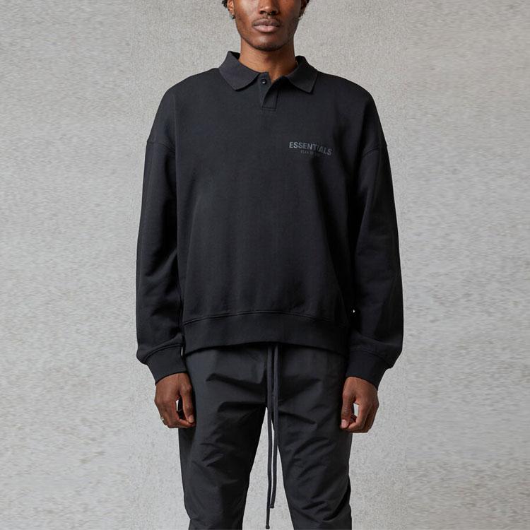 Fear of God Essentials FW20 Long Sleeve Polo Shirt Unisex Tops Black FOG-FW20-362