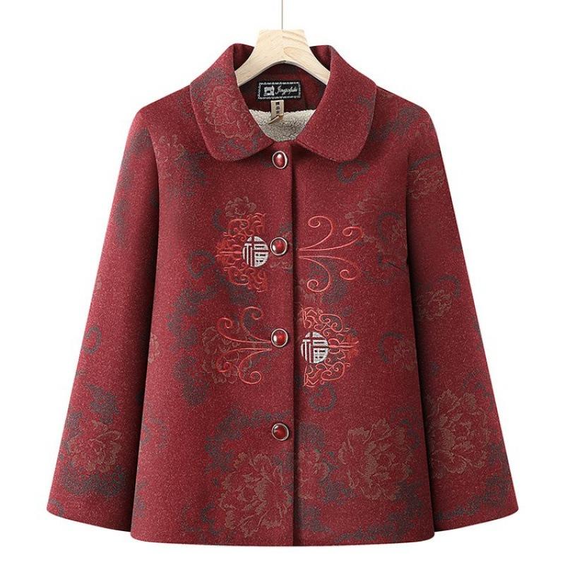 Winter velvet jacket women's clothing winter old lady natal red clothes