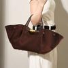 Genuine Leather Dumpling Bag, Frosted Suede Cowhide Stiff Three-dimensional Lock, Commuting Advanced Sense, Large Capacity Female Tote Bag