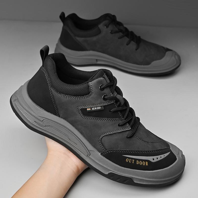 Fashion Golden Sapling Mountain Climbing Shoes Genuine Leather Outdoor Men's Casual Shoes Tactical Leisure Flats Platform Moccasins Men