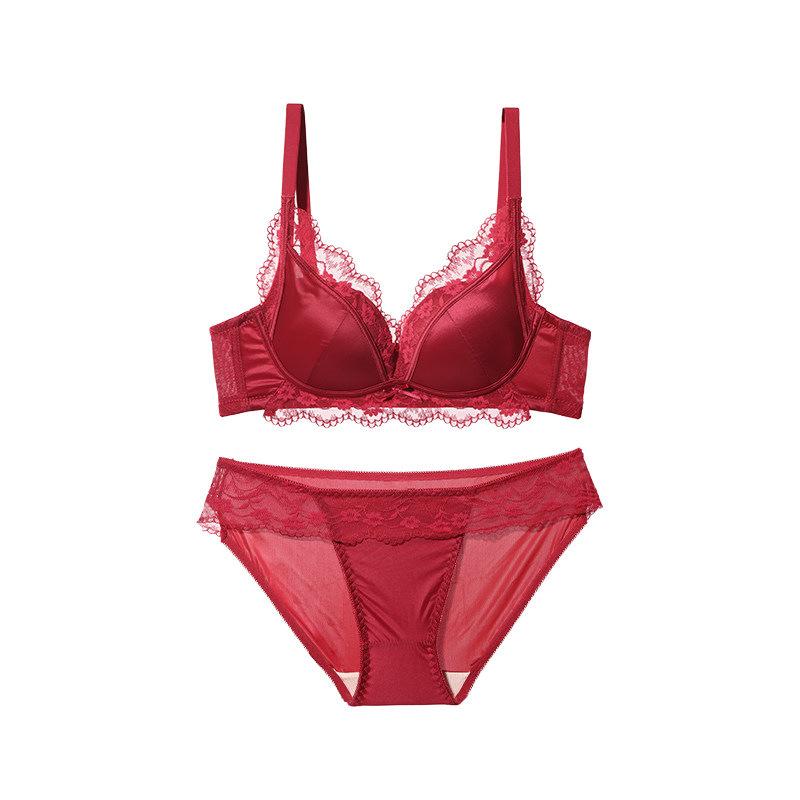 Lace natal year red female show big anti-sagging collection breast no steel ring sexy bra cover