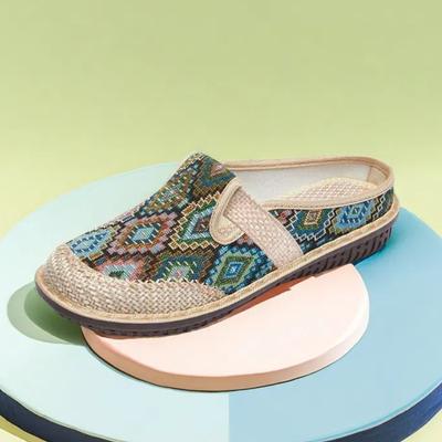 Women's Outdoors Sneakers Soft Bottom Casual Slippers Summer Breathable Linen Sandals Slippers Women's Non-slip Shoes