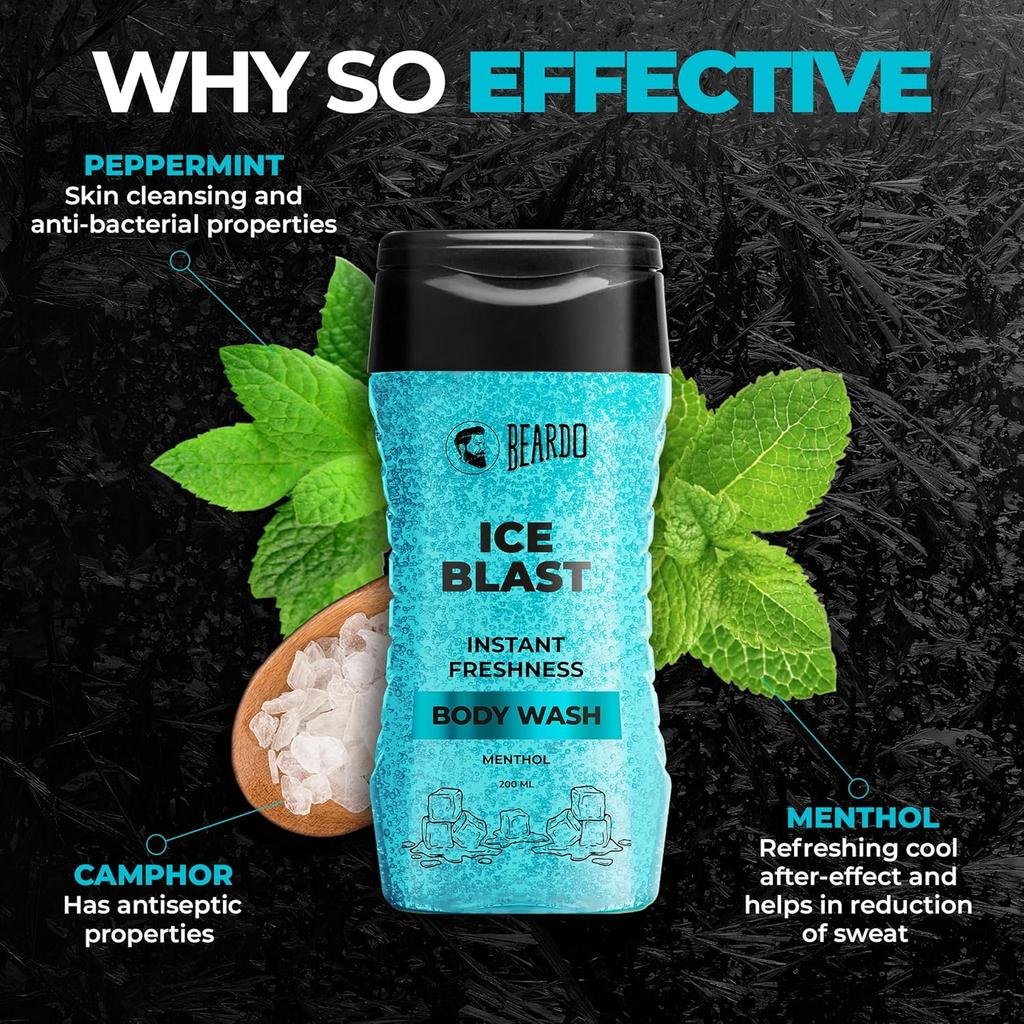Beardo Ice Blast Body Wash For Men 200ml Pack Of 1 | Refreshing Menthol Cooling Shower Gel For Summer