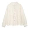 Autumn Fashion New 2024 Long Sleeve Stand Collar Apricot Lace Chiffon Blouse Shirt Women Tops Blouses Shirts J472