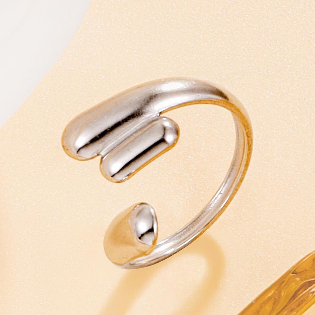 Geometric Glossy Stainless Steel Ring for Women – Personalized Irregular Open Design