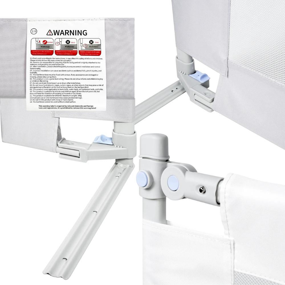 Safety Bed Rail, Protective, Foldable Cover, Gray, 200 Cm
