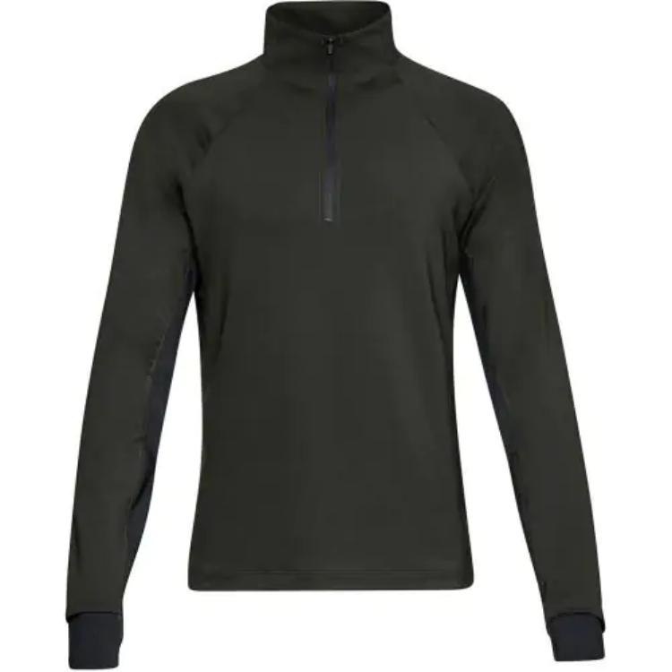 Under Armour Solid Color Stand Collar Slim Fit Raglan Long Sleeve T-Shirt Men tops Green 1317477-357 XXL