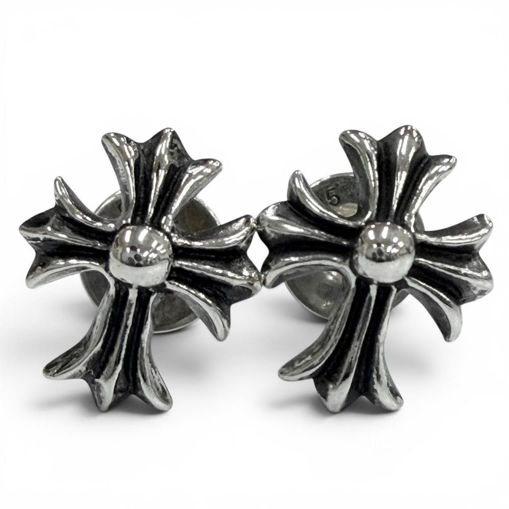 Great CHROME HEARTS Pierce No.2 CH CRS FAT CH Cross Fat Stud Set of 2 Silver 925 Used