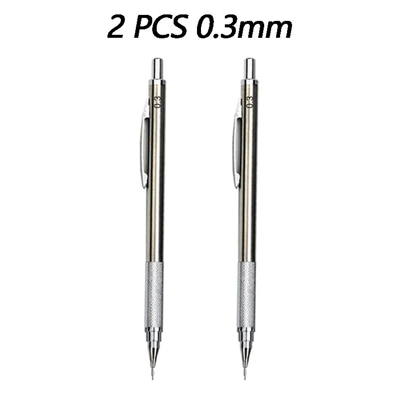 1/2/3 PCS Metal Drawing Pencils 0.3 0.5 0.7 mm HB Art Sketch Writing Mechanical Pencil Leads School Office Supplies Stationery