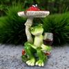 Red/Yellow Mushroom Sitting Frog Ornament Holding Wine Cup Frog Home Decor  Outdoor Decor