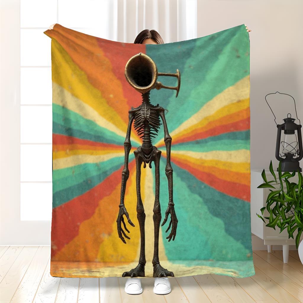 

Retrostyle striped pattern Flannel printed blanket suitable for all seasons suitable for living room office sofa and travel 75x100cm (30x40inch)
