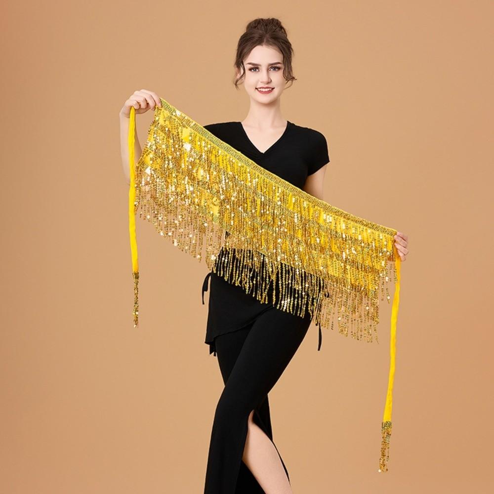 Shiny Sequin Hipscarf 4-Row Dance Wrap-skirt Fringe Hipwrap Belly Dance Belt  Dancer