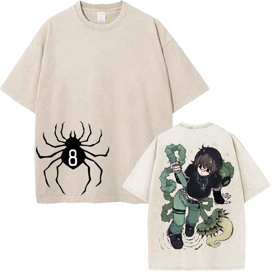 Anime Hunter X Hunter Shizuku Murasaki Washed T-shirt Cartoon Oversized Unisex Streetwear Trendy high quality Tee Clothes