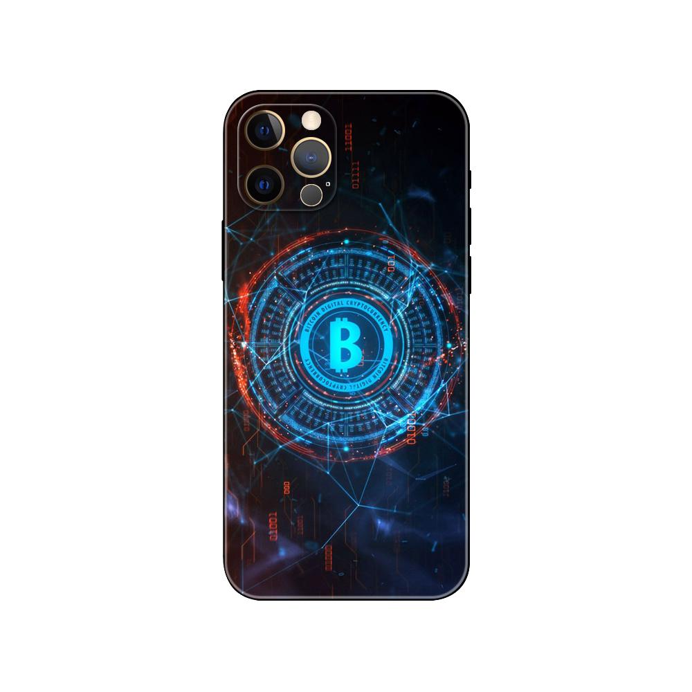 Schwarze TPU-Hülle für iPhone 5 5s se 2020 6 6s 7 8 plus x 10 XR XS 11 12 13 mini pro MAX Rückseite Bitcoin